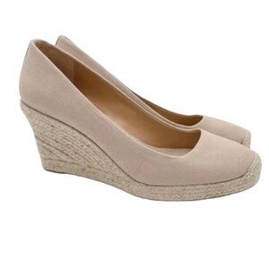 J. Crew Saville canvas espadrille slip on wedge in tan